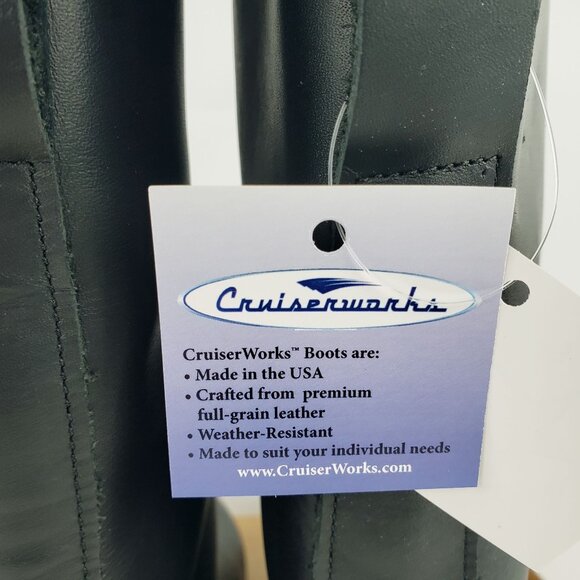 Cruiserworks Men Size 10 M Black Leather Classic Motorcycle Pull On Boots NEW - Picture 3 of 14